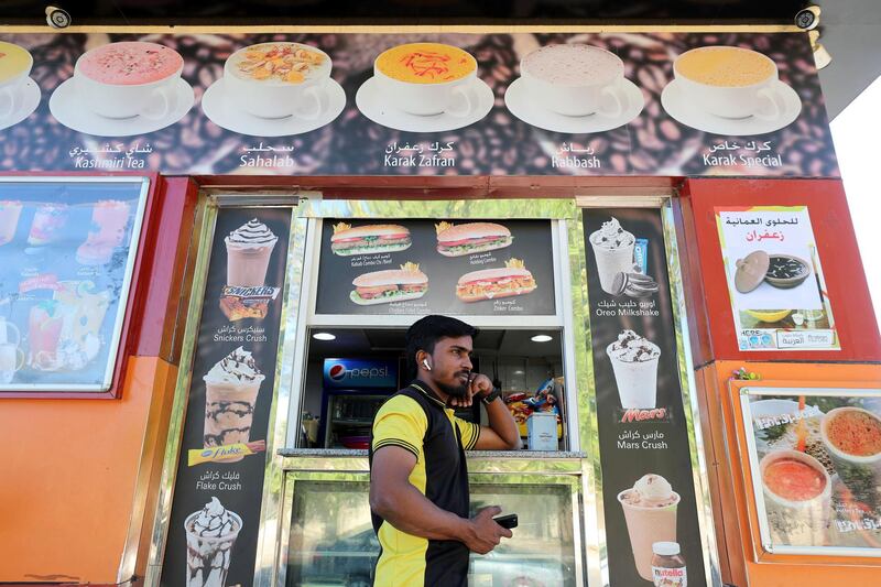 Dubai, United Arab Emirates - November 27th, 2019: Muhammad Ajman who works at the Rabbash Cafe in Al Mamzar. National Day feature on Rounding where people drink tea in their cars. Wednesday, November 27th, 2019, Dubai. Chris Whiteoak / The National