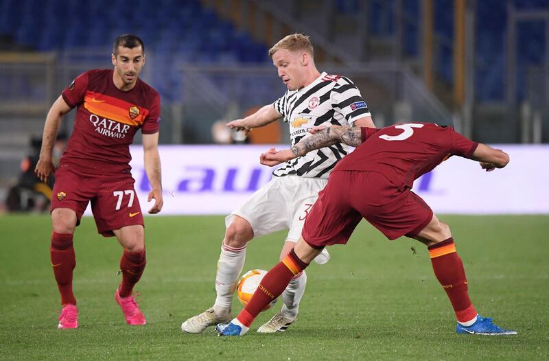 Donny Van de Beek 6. A rare start and chance to shine. Misjudged a chance to win ball and attack on 27. Some nice touches, but – as has happened before – didn’t impact enough on the game. Part of United’s problem was that the front players didn’t press as they were told to and Roma broke their lines easily. Reuters