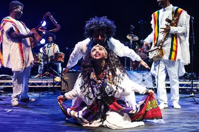 An Ethiopian troupe performs at the NYU Abu Dhabi Arts Centre, which has placed the spotlight on talent from every part of the globe. Photo: Waleed Shah