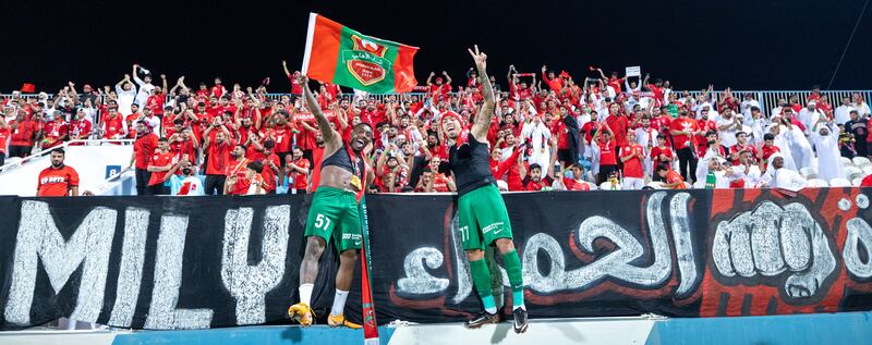 Shabab Al Ahli players and fans celebrate winning the Adnoc Pro League. photo: PLC
