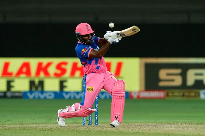 Sanju Samson hits a boundary. Sportzpics for IPL