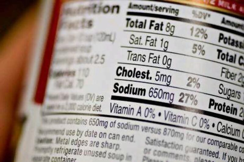 Food labels featuring nutritional guidelines in a traffic light system will be mandatory across the UAE to help shoppers make healthier choices. Daniel Acker / Bloomberg