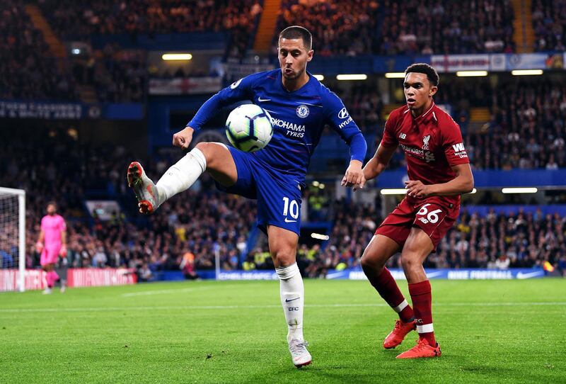Left midfield: Eden Hazard (Chelsea) – Scored a second fine goal against Liverpool in four days to illustrate the sense he is the best player in the league right now. Getty Images