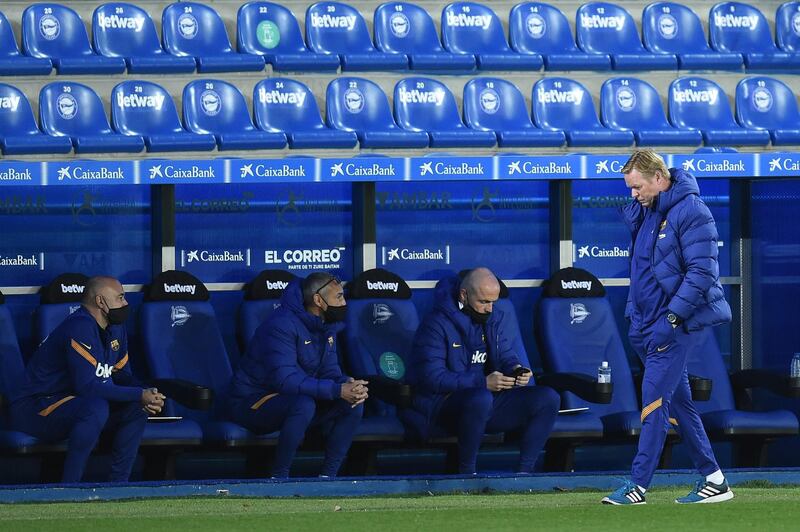 Ronald Koeman, coach of Barcelona, had plenty to think about on the touchline. Getty