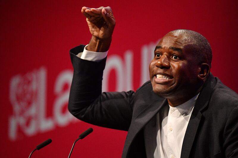 Shadow justice secretary David Lammy addresses delegates on the fourth day of the conference. AFP