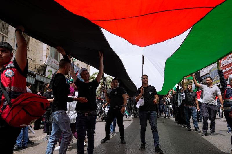 Nakba Day, marked here in the West Bank city of Ramallah, commemorates the 700,000 Palestinians who were forced to flee and seek refuge in neighbouring Jordan, Lebanon, Syria, the West Bank and the Gaza Strip. AP