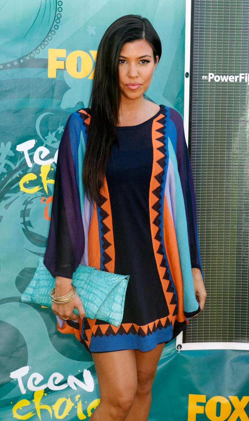 Kourtney Kardashian, in a geometric print dress, arrives at the Teen Choice awards in Los Angeles on August 9, 2009. Reuters