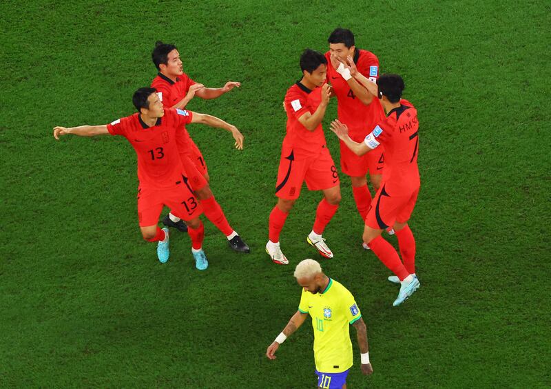  South Korea's Paik Seung-ho celebrates after scoring. Reuters