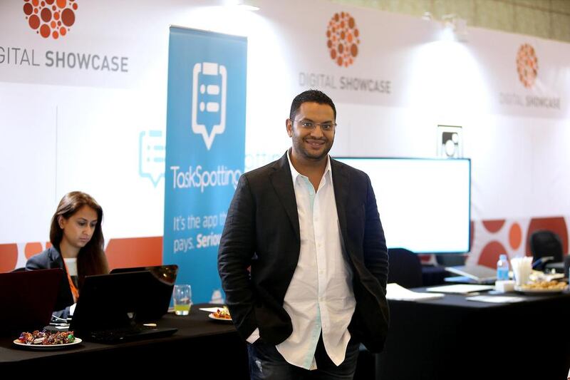 Karim Aly, the chief executive and and co-founder of Task Spotting, says Task Spotting is the first app in the UAE that pays people for completing simple tasks for the brands they like. Pawan Singh / The National