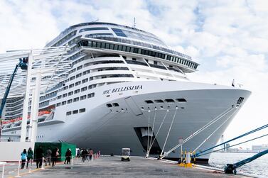 The MSC Bellissima is expected to make 17 calls and spend 35 days in Dubai during the winter season, which ends in March. Reem Mohammed/The National