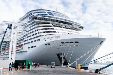 The MSC Bellissima is expected to make 17 calls and spend 35 days in Dubai during the winter season, which ends in March. Reem Mohammed/The National