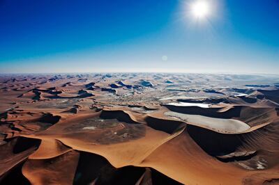 Namib-Naukluft Park, Namibia --- Aerial View of Sand Dunes at Sossusvlei --- Image by © Martin Harvey/Corbis