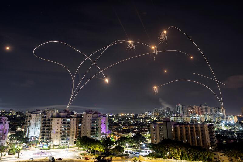 Israel's Iron Dome anti-missile system intercepts rockets launched from the Gaza Strip. Reuters