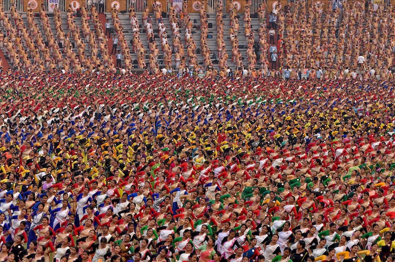 A sea of dancers set the record in Guwahati. Reuters