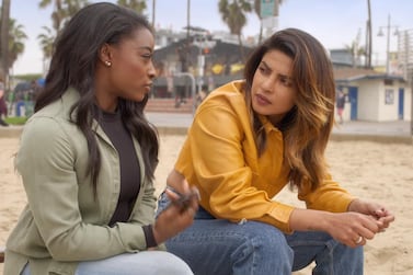 Priyanka Chopra talking to Simone Biles in new YouTube series, 'If I Could Tell You Just One Thing'. YouTube