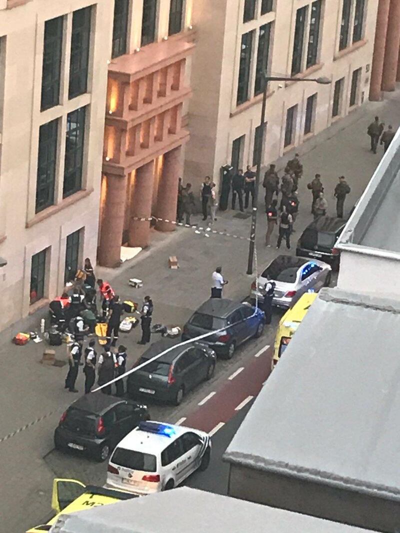 Belgian policemen and soldiers are seen at the scene where a man attacked two soldiers with a knife in Brussels, Belgium August 25, 2017 in this picture obtained from social media. Picture taken August 25, 2017. Thomas Da Silva Rosa /via REUTERS   THIS IMAGE HAS BEEN SUPPLIED BY A THIRD PARTY. MANDATORY CREDIT.