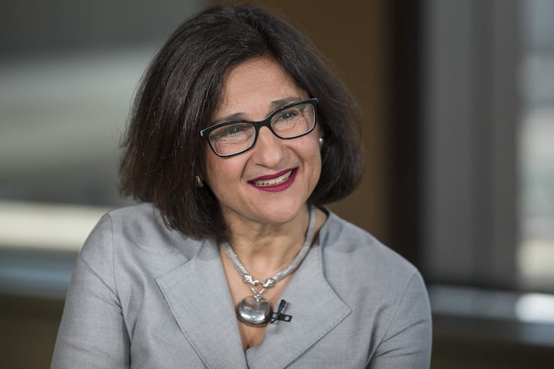 Minouche Shafik, director of the London School of Economics (LSE), reacts during a Bloomberg Television interview in London, U.K., on Monday, Sept. 2, 2019. Shafik, a former deputy governor at the Bank of England, is the U.K. government’s favored candidate to take over the top job at the institution, according to the BBC. Photographer: Jason Alden/Bloomberg