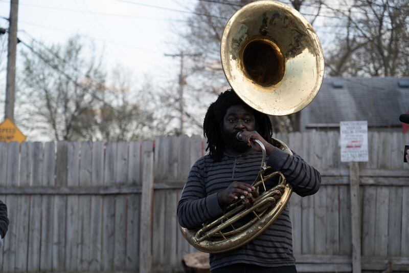 A man plays the sousaphone in George Floyd Square. Willy Lowry / The National