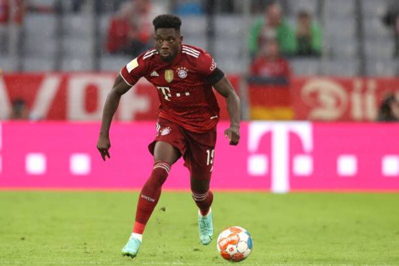 Alphonso Davies in action for Bayern Munich. Getty