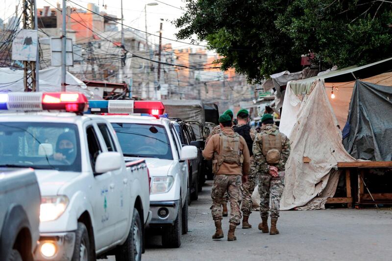 Lebanese army soldiers patrol as they try to enforce a total lockdown as a measure against the COVID-19 coronavirus pandemic, in Souk Sabra in the southern suburbs of the Lebanon's capital Beirut. AFP