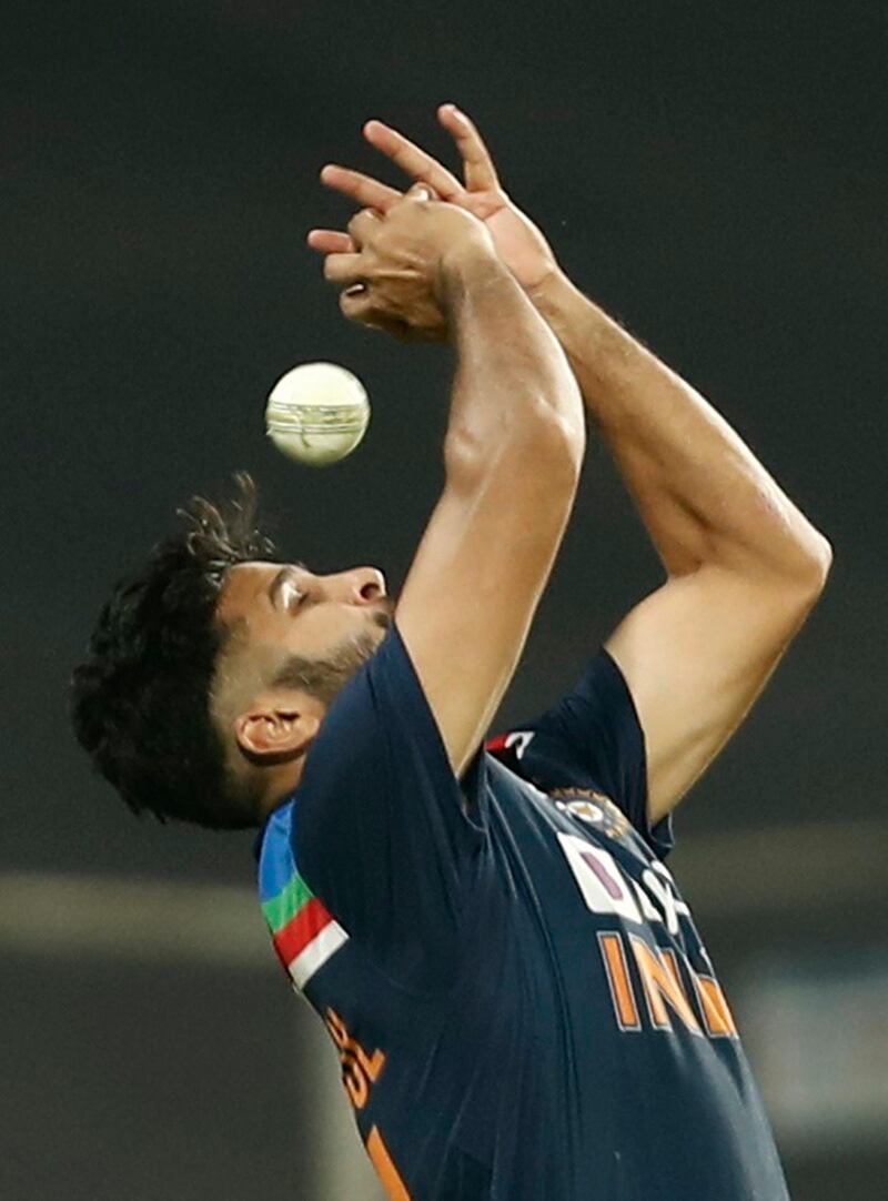 India's Shardul Thakur drops a catch during the third and final one-day international against England in Pune on Sunday, March 28. India won the match bu match by seven runs and clinched the series 2-1. Reuters