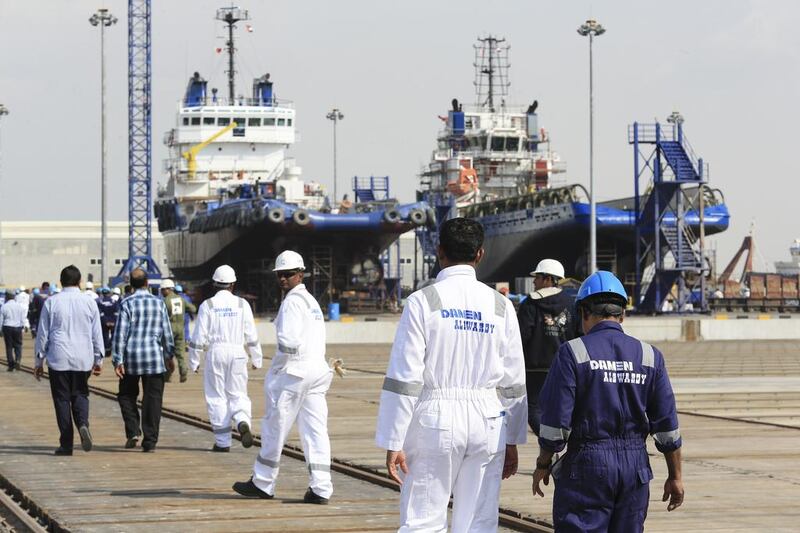 Damen Shipyards Sharjah cost Dh365 million to build. It covers a 284,000 square-metre site and has 1,200 metres of quay. Sarah Dea / The National