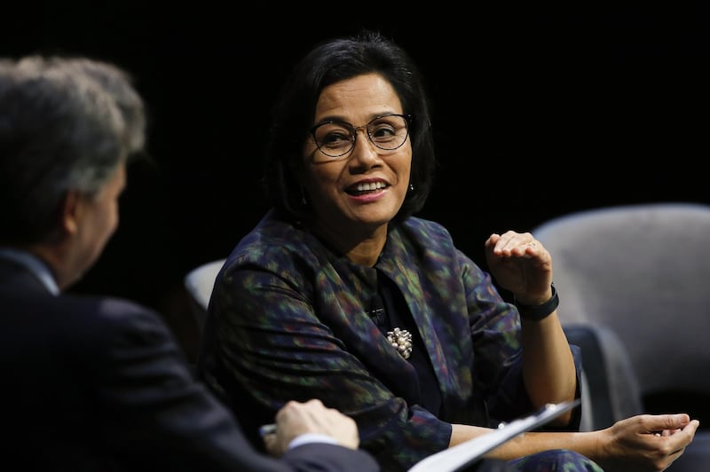 Mulyani Indrawati, Indonesia's finance minister, speaks during an interview at the Emerging + Frontier Forum 2019 at Bloomberg's European headquarters in London, U.K., on Tuesday, June 25, 2019. Rocked by trade disputes, the possibility of a U.S. recession and the ever-present threat of political conflagration, the backdrop for emerging and frontier markets has rarely seemed less settled. Photographer: Luke MacGregor/Bloomberg