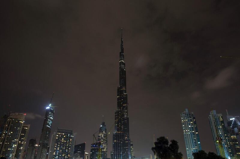 The Burj Khalifa was looking a lot darker than usual as lights were switched off for Earth Hour on Saturday. AFP