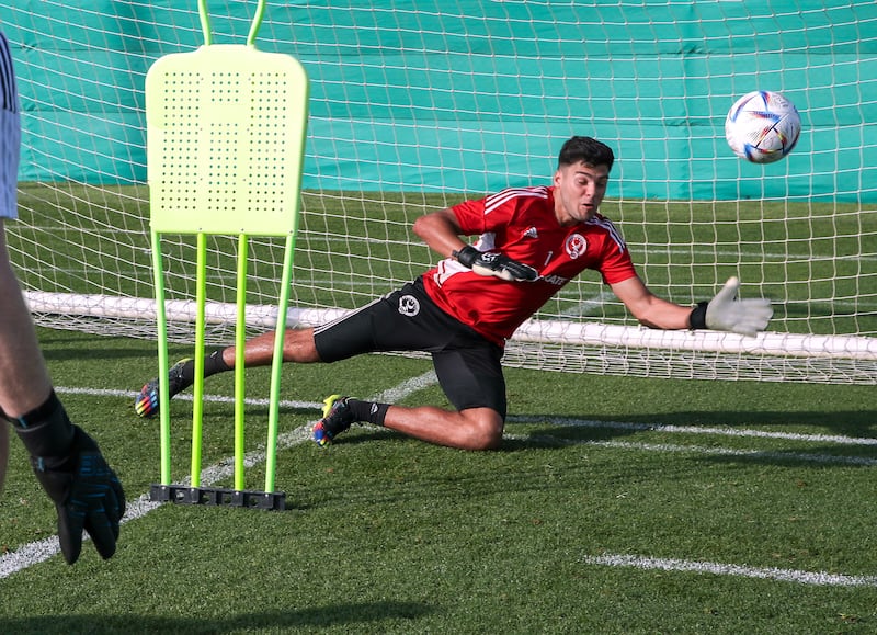 A Gulf United player takes part in training.
