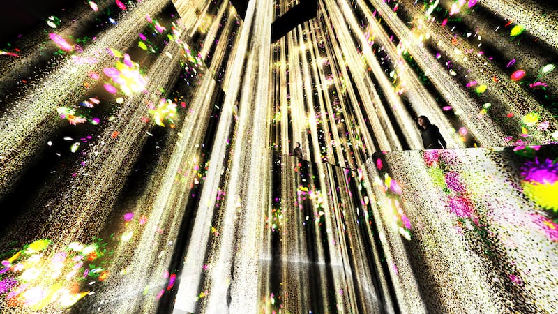 The 15-metre tall teamLab composition 'Golden Sand Waterfall' will be an exclusive installation in Jeddah.