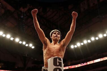 (FILES) In this file photo taken on January 02, 2021, Ryan Garcia celebrates after defeating Luke Campbell during the WBC Interim Lightweight Title fight in Dallas, Texas. Up and coming US lightweight Ryan Garcia said on Instagram January 30, 2021, that he wants to get in the ring with Philippine icon Manny Pacquiao in an official bout. With Yahoo among the outlets reporting such a fight is in the works, Garcia said he wanted to make it absolutely clear that it wouldn't be an exhibition. / AFP / GETTY IMAGES NORTH AMERICA / Tim Warner