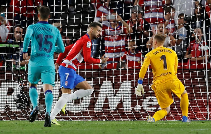 Granada's Alvaro Vadillo celebrates scoring their second goal. Reuters