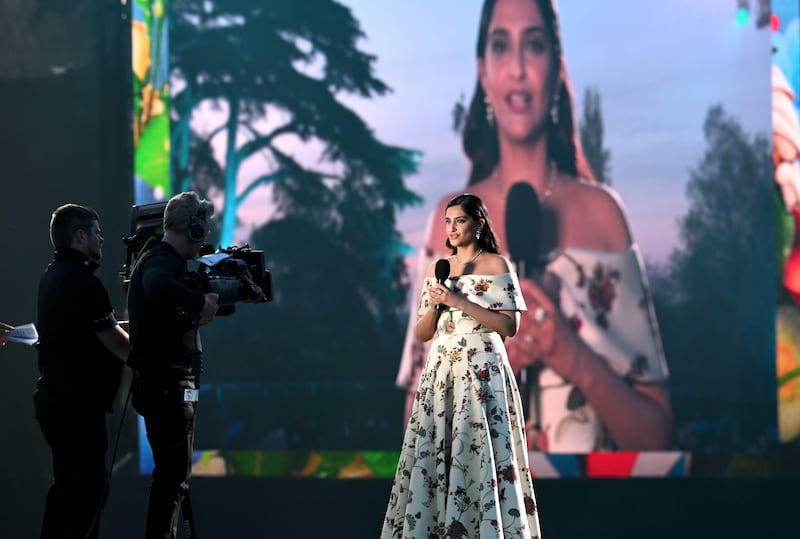 Bollywood actress Sonam Kapoor on stage. Getty