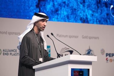 Thani Al Zeyoudi, Minister of Climate Change and Environment, at the World Ocean Summit on Tuesday. Reem Mohammed / The National