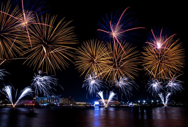 Fireworks above Yas Bay waterfront mark Eid Al Fitr on Monday night. All photos: Victor Besa / The National