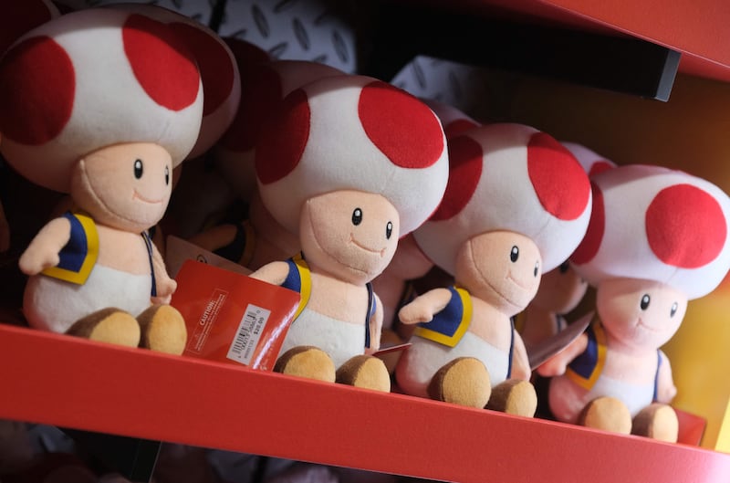 Toad toys on display in a store