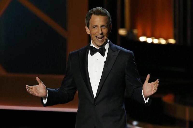 Host Seth Meyers speaks onstage during the 66th Primetime Emmy Awards. Mario Anzuoni / Reuters 