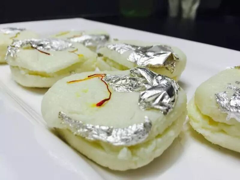 Malai sandwich, a Bengali sweet made from milk, cottage cheese and khoya.