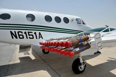 An aircraft fitted for cloud-seeding operations in the UAE. Courtesy: National Centre for Meteorology