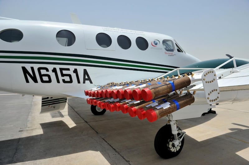 Provided photo of cloud seeding operations in the UAE 

Courtesy National Centre for Meteorology and Seismology *** Local Caption ***  D3S_3778.JPG