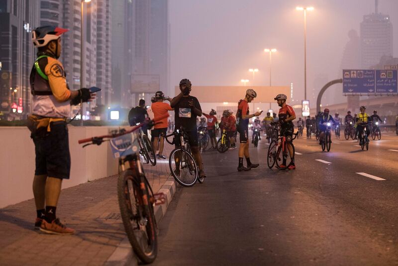 Cyclists take a well-earned break.