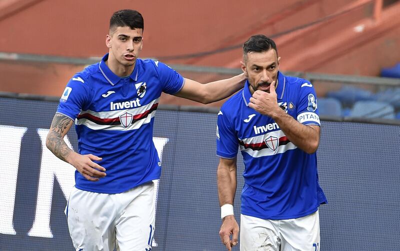 Fabio Depaoli, left of Sampdoria, said on Instagram that he was "fine" after testing positive. Getty Images