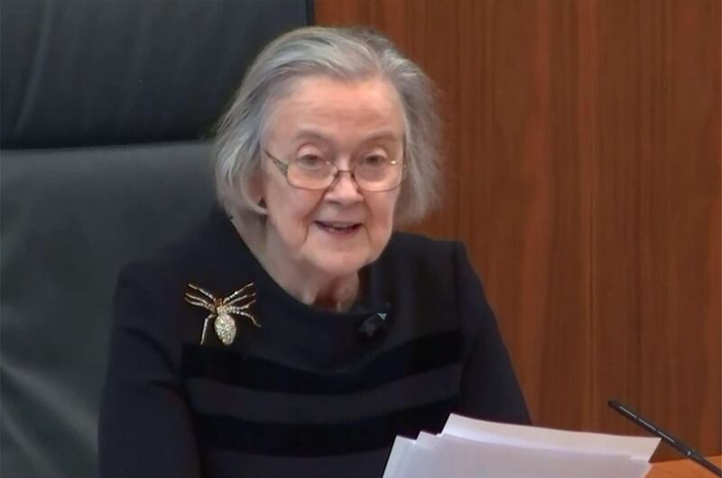 A still image of footage made available for contemporaneous news reporting by the UK Supreme Court on September 24, 2019 shows President of the Supreme Court Brenda Hale, Baroness Hale of Richmond, reading the court's judgement in the Supreme court in central London on September 24, 2019 on the legality of Boris Johnson's advice to the Queen to prorogue, or suspend, parliament for more than a month.  Britain's Supreme Court ruled on September 24, 2019 that Prime Minister Boris Johnson acted unlawfully in suspending parliament in the run-up to Brexit, in a momentous defeat that sparked calls for him to resign. - RESTRICTED TO EDITORIAL USE - MANDATORY CREDIT  " AFP PHOTO / SUPREME COURT  "  -  NO MARKETING NO ADVERTISING CAMPAIGNS   -   DISTRIBUTED AS A SERVICE TO CLIENTS  -  NO ARCHIVE - TO BE USED WITHIN 2 DAYS FROM SEPTEMBER 24, 2019 DATE (48 HOURS), EXCEPT FOR MAGAZINES WHICH CAN PRINT THE PICTURE WHEN FIRST REPORTING ON THE EVENT MENTIONED IN THE CAPTION - RESTRICTED TO SUBSCRIPTION USE - NO SALES
 / AFP / UK SUPREME COURT / - / RESTRICTED TO EDITORIAL USE - MANDATORY CREDIT  " AFP PHOTO / SUPREME COURT  "  -  NO MARKETING NO ADVERTISING CAMPAIGNS   -   DISTRIBUTED AS A SERVICE TO CLIENTS  -  NO ARCHIVE - TO BE USED WITHIN 2 DAYS FROM SEPTEMBER 24, 2019 DATE (48 HOURS), EXCEPT FOR MAGAZINES WHICH CAN PRINT THE PICTURE WHEN FIRST REPORTING ON THE EVENT MENTIONED IN THE CAPTION - RESTRICTED TO SUBSCRIPTION USE - NO SALES
