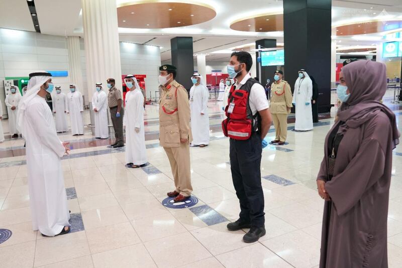 Sheikh Hamdan bin Mohammed, Crown Prince of Dubai, visits Dubai International Airport on Monday. Courtesy: Dubai Media Office