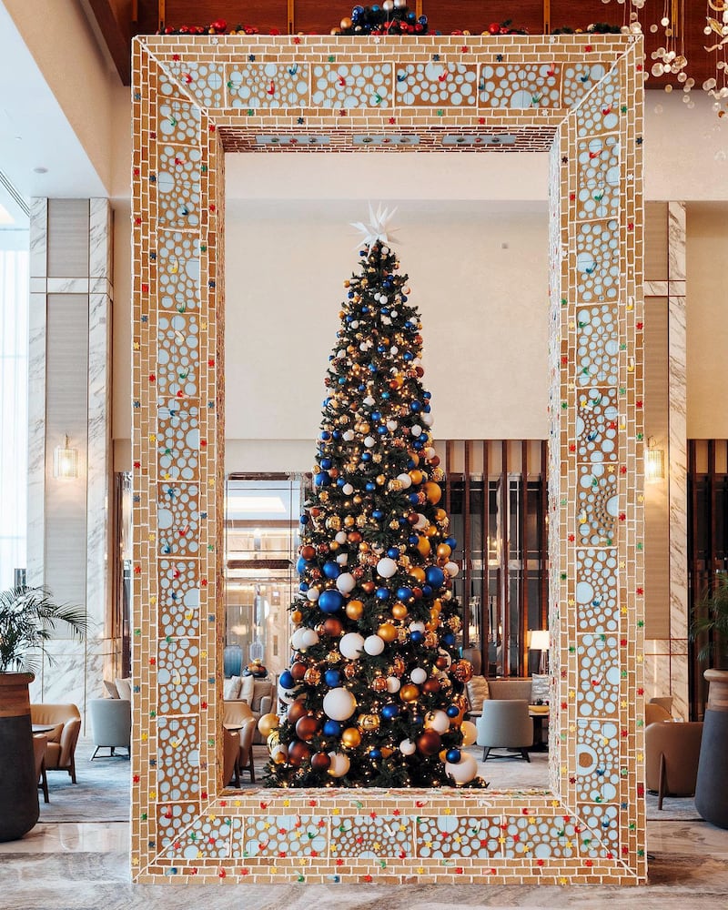 Grand Plaza Movenpick Hotel Media City has recreated the Dubai Frame out of gingerbread and icing for Christmas 2020.