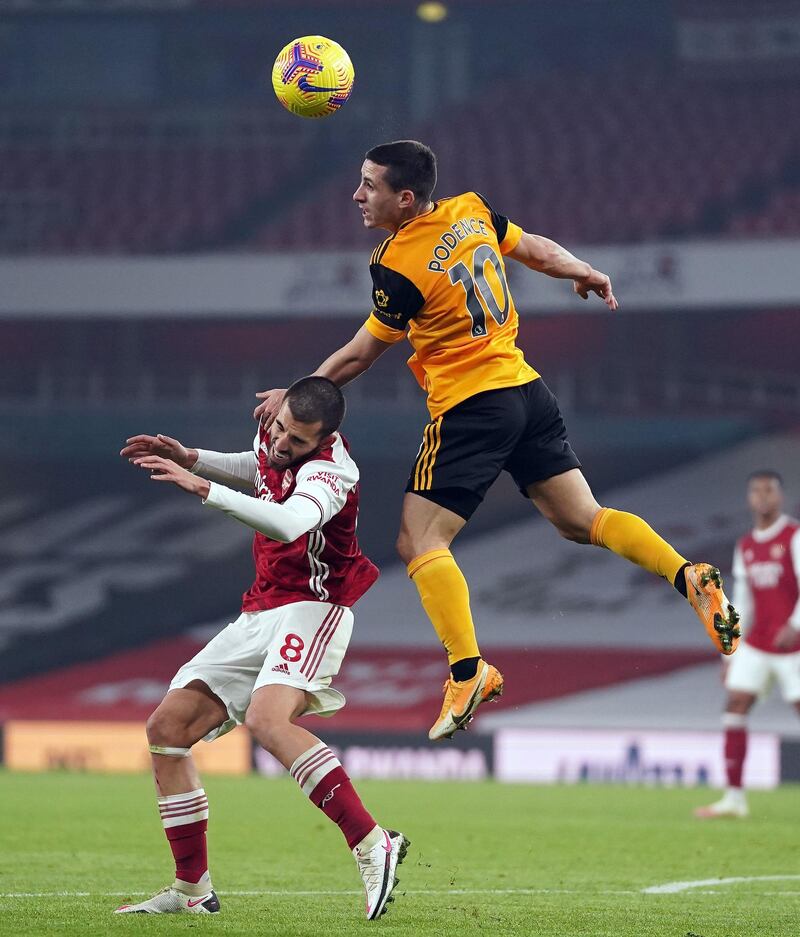 Daniel Podence, 9 - Quite simply brilliant. After a subdued start to the campaign the Wolves man is flying now and he restored his side’s lead with a calm finish into the corner after an exquisite flick over the grounded Gabriel. AFP