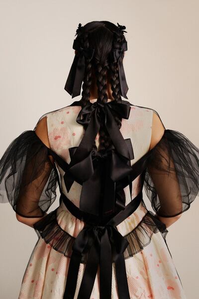 The back detail of a look from the Simone Rocha x H&M collection. Courtesy H&M