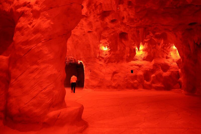 DUBAI ,  UNITED ARAB EMIRATES , AUGUST 26 – 2019 :- Inside view of the Miracles cave at the Quranic Park in Dubai. ( Pawan Singh / The National ) For Weekend Postcard. Story by Katy