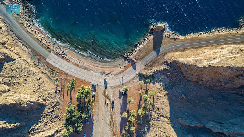 Wadi Tayyib Asm on the Gulf of Aqaba is a popular tourist destination in Saudi Arabia. SPA