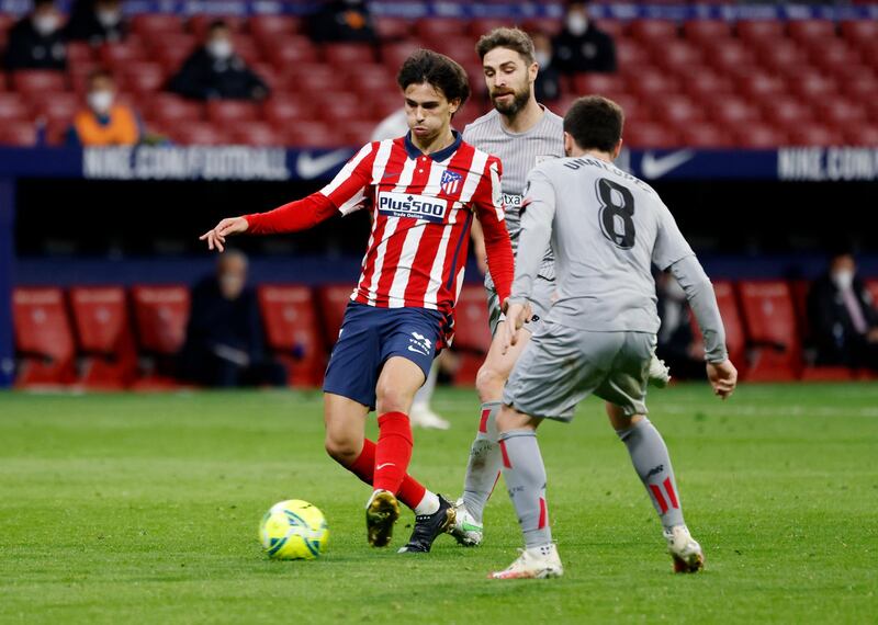 Atletico Madrid's Joao Felix on the attack during his team's La Liga win over Athletic Bilbao on March 10. Reuters